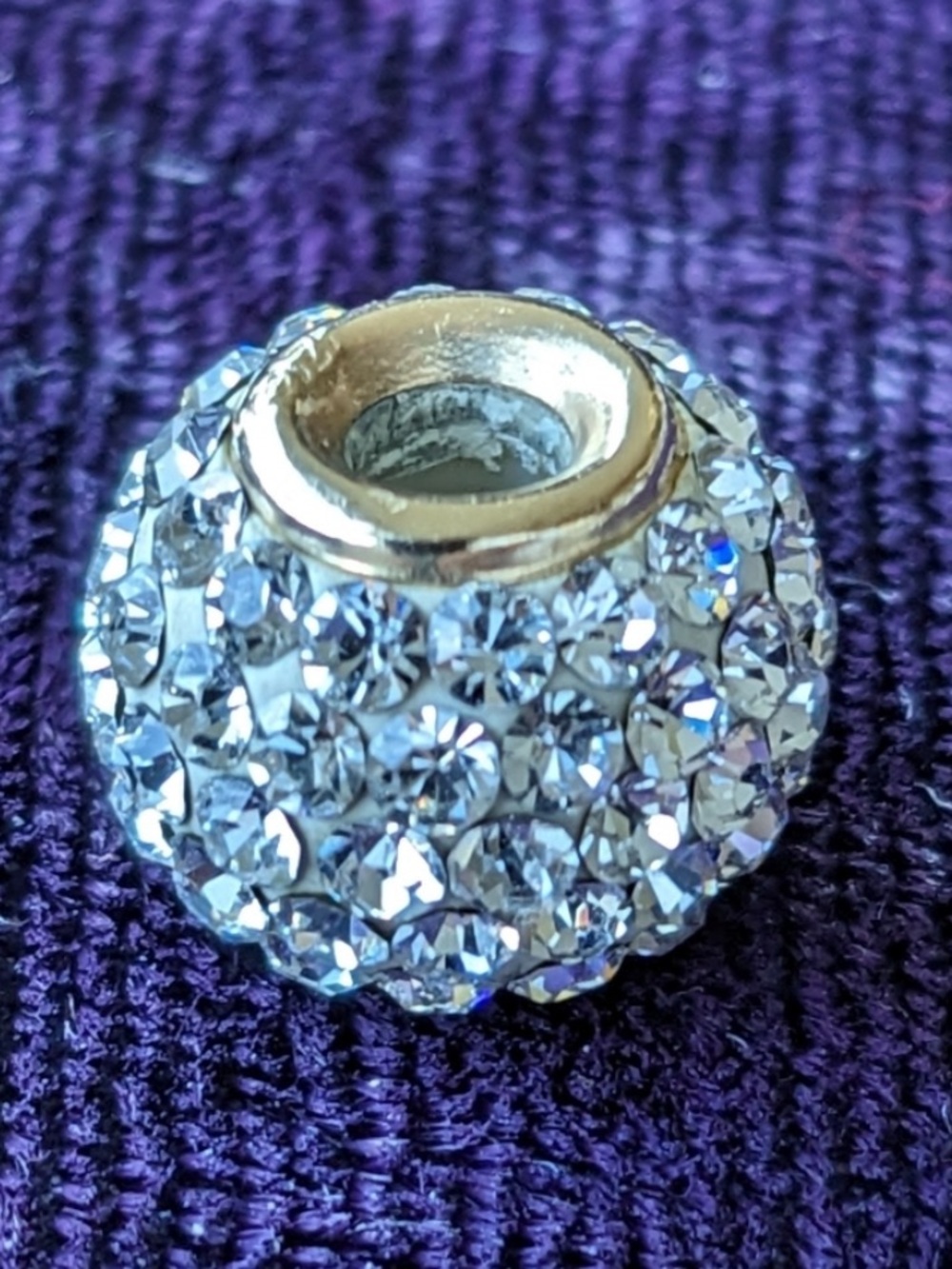 Solid 14K Gold Paved Charm Bead For Necklaces And Bracelets